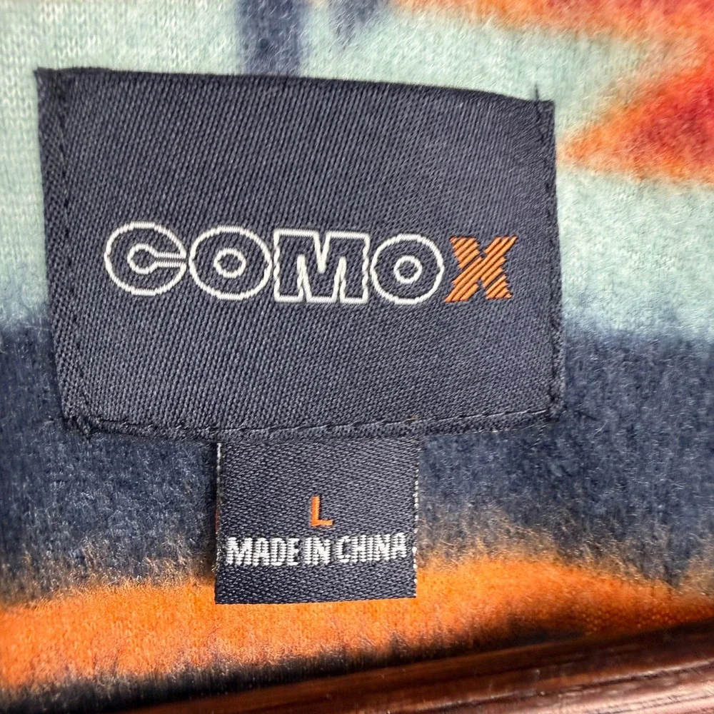 COMO X Fleece Pullover Mens Large Multicolor Southwestern Aztec 1/4 Snap Neck